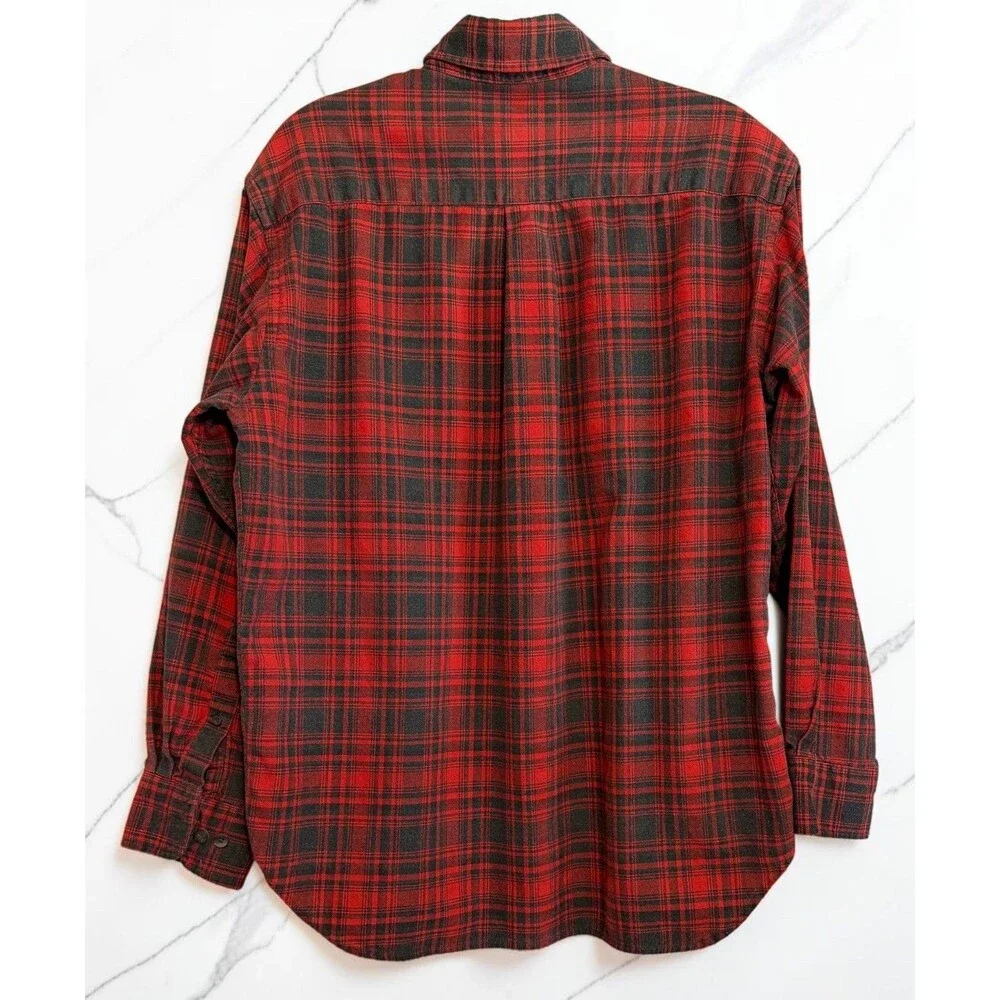 Vintage Banana Republic Flannel Shirt Men's Size Small Red Plaid